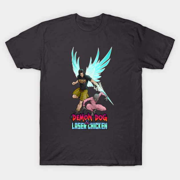 Demon Dog and Laser Chicken - Ve T-Shirt by JRobinsonAuthor